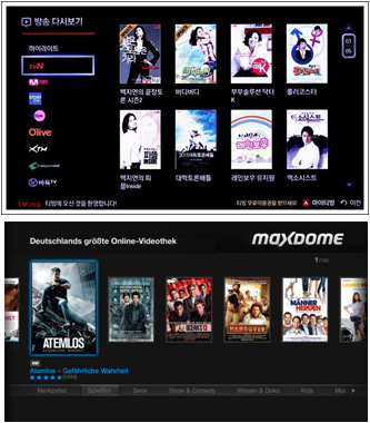 Smart TV application screens